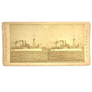 Battleship U.S.S. Maine 1896 dedication Grant's Tomb Stereoview photograph Card